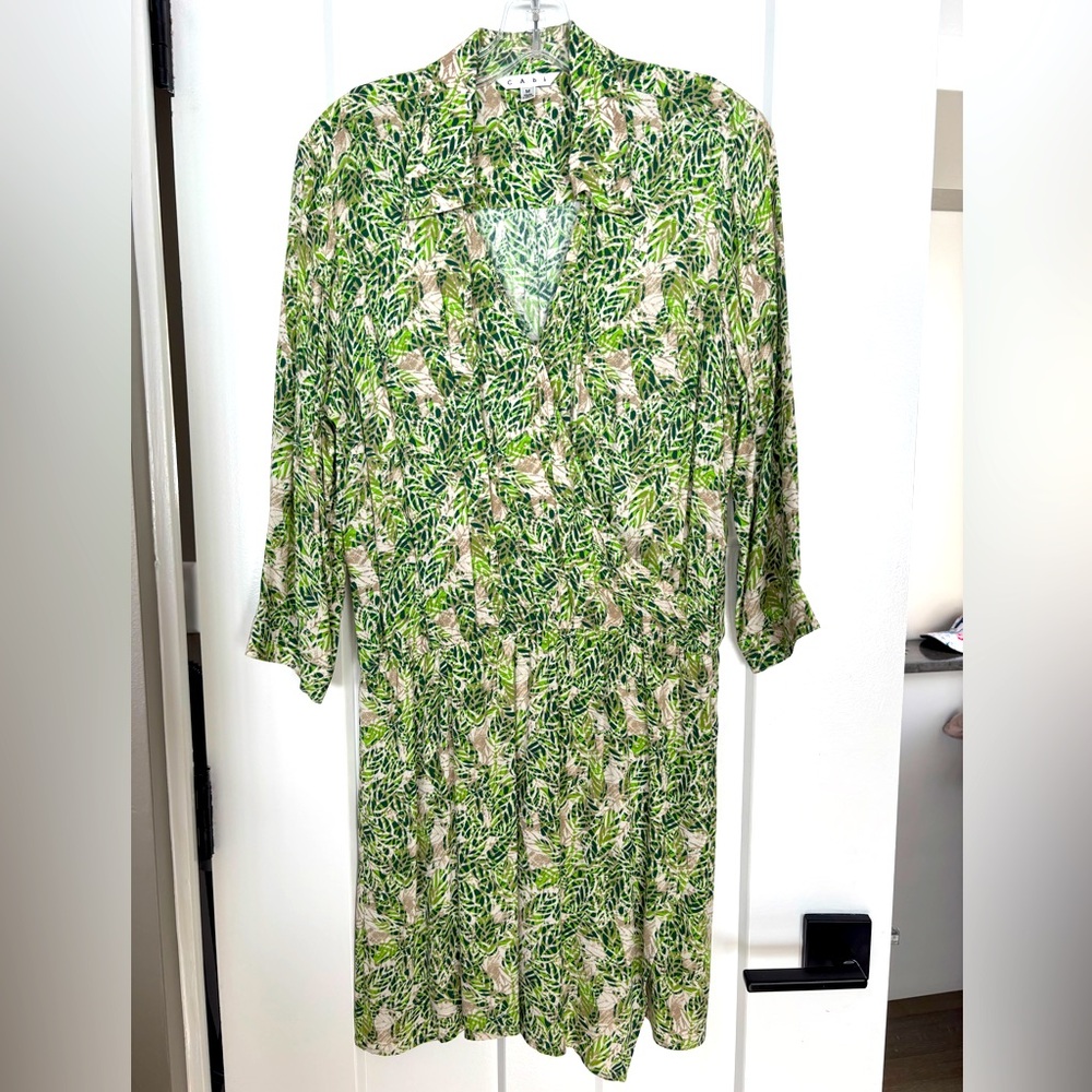 Cabi style 280 Faux wrap dress green spring green new